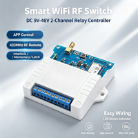 Interrupteur relais RF WiFi Tuya 433 MHz DC9-48V 2 canaux, télécommande intelligente avec fonction minuterie pour porte de garage, moteur électrique