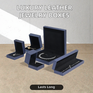 Boîte cadeau de luxe en papier bleu foncé, étui en papier multi-tailles pour bagues, colliers, bracelets, boucles d'oreilles - Product Image 2