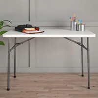 Vente en gros Table en plastique rectangulaire blanche de 4 pieds 5 pieds 6 pieds 8 pieds Table pliante pour banquet de mariage et événements Table pliante portable pour pique-nique