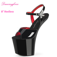 20CM Sexy Exotic Heeless Pole Dance Shoes PU Upper Ankle Strap Stripper Platform Sandals Hauteur Augmentant les caractéristiques de rembourrage