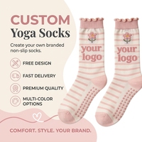 Chaussettes de Pilates antidérapantes à logo personnalisé, respirantes, à rayures, en tricot, pour jeunes, antibactériennes, respectueuses de la peau, pour entraînement au Reformer