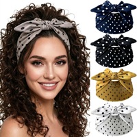 Bandeau à pois pour femme, large, avec oreilles de lapin, 5 couleurs : bleu marine, noir, moutarde, blanc, gris, accessoires rétro quotidiens