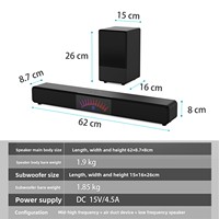 Barre de son TV 30W+30W avec caisson de basses sans fil pour système de son surround Home Cinéma 5.0 pour ARC