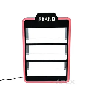 APEX Desk Top Colorful Led Light Counter Top Display Rack 3 Tier Acrylic Display Stand