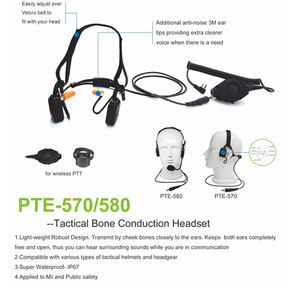 पावर-टाइम ip68 वाटरप्रूफ हड्डी कंडक्शन हेडसेट दो तरह से रेडियो त्वरित रिलीज ptt एंटी-शोर इयरप्लग वैकल्पिक - Product Image 4