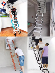 Échelle de grenier électrique rétractable et pliable, escalier de loft peu encombrant en aluminium, fournisseur OEM - Product Image 5