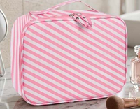 Sac de rangement Mahjong en plastique rayé rose et blanc, non toxique, étanche avec fermeture éclair, étui de voyage pour 4 joueurs, style Texas Hold'em, modèle d'intérieur