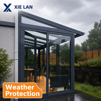 Véranda en aluminium de luxe avec pare-soleil intelligent, maison en verre moderne imperméable et insonorisée pour jardin, terrasse, balcon