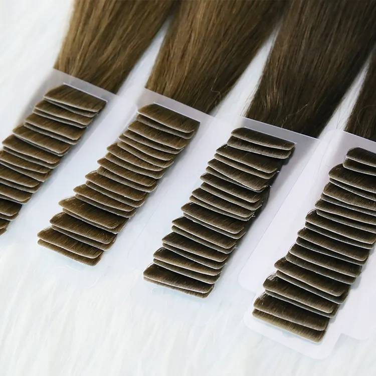 Free Sample invisible Tape in Russian Hair Extensions 100% Remy human virgin cuticle aligned double drawn Tape Hair Extensions