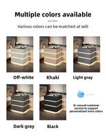 Lumio Modern Meja Samping Tempat Tidur Kaca dan Kulit dengan Pengisian Daya Nirkabel, Speaker Bluetooth, Lampu Tiga Warna untuk Kamar Tidur Apartemen.