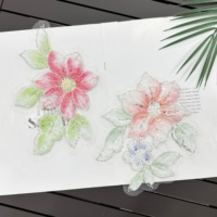 Patch en dentelle florale brodée rose pour la décoration de vêtements, applique en tulle 3D pour robe, tenue de mariage et de soirée