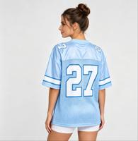 Maillot de football personnalisé pour femmes, col en V, manches courtes, t-shirt surdimensionné, logo personnalisé, nom et numéro pour les matchs d'équipe