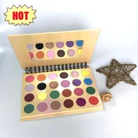 Palette de fards à paupières de 24 couleurs, style carnet, finitions mates, satinées et scintillantes, formule en poudre waterproof, miroir inclus