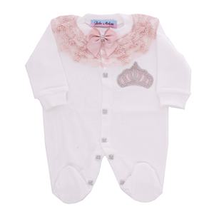 Conjunto de 4 Piezas de Ropa Casual para Niñas, Mameluco de Algodón de Manga Larga con Diseño de Corona Dorada para Recién Nacidas - Product Image 4