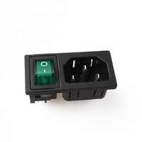 Enchufe Eléctrico LZ-14-5F+RS C14 de 3 Pines con Interruptor, Industrial, Negro, 10A, Contacto de Latón