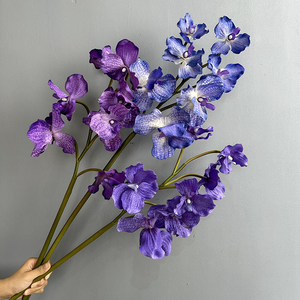 7 têtes Tactile <span class=keywords><strong>Vanda</strong></span> <span class=keywords><strong>Orchidée</strong></span> Fleurs Artificielles Haute Qualité Texture D'humidité Réaliste pour La Décoration Intérieure Mariage Halloween - Product Image 1