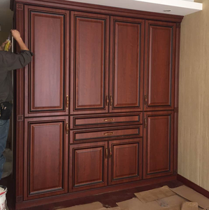 <span class=keywords><strong>Armoire</strong></span> de Luxe sur Mesure pour Chambre à Coucher, Style Européen Moderne, en Bois à Grain Foncé, avec Portes Battantes - Product Image 6