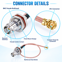 Câble coaxial RG178 Pigtail BNC femelle vers connecteur U.FL 50 Ohm 15cm, fin et flexible, 0-3GHz, pour module sans fil IoT et équipement de laboratoire
