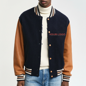 Ropa de invierno de alta calidad, Mangas de cuero, chaqueta universitaria de Letterman para hombre, chaqueta personalizada con logotipo bordado de chenilla para hombre - Product Image 1