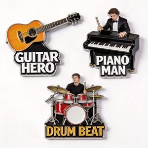Imanes de nevera metálicos 3D <span class=keywords><strong>personalizados</strong></span> OEM, diseño de guitarra, piano y batería, logotipo DIY, venta al por mayor de fábrica, <span class=keywords><strong>regalos</strong></span> de recuerdo, duraderos y resistentes al calor - Product Image 1
