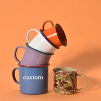 Tasse en émail personnalisée pour café et lait, cadeau de sublimation, logo personnalisé, 8oz, 6 oz, 11 oz, 12 oz, 16 oz