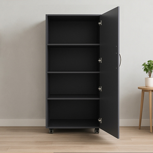 <span class=keywords><strong>Armario</strong></span> de Cocina Vertical Negro Grande de Acero Inoxidable, Mueble de Almacenamiento Independiente para Alimentos - Product Image 1