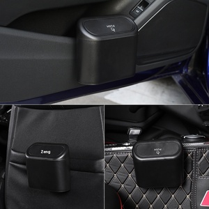 Tempat Sampah mobil Mini, tempat penyimpanan plastik ABS tahan air dengan tutup pintu sisi gantung tertutup kotak penyimpanan sampah multifungsi - Product Image 2
