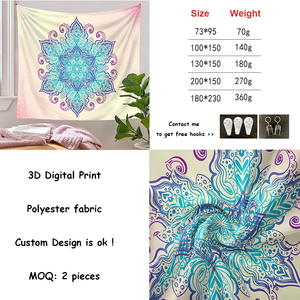 Tapis de sol en polyester bohème mandala, fleur de lotus colorée, psychédélique indien, pour la décoration de la maison - Product Image 5