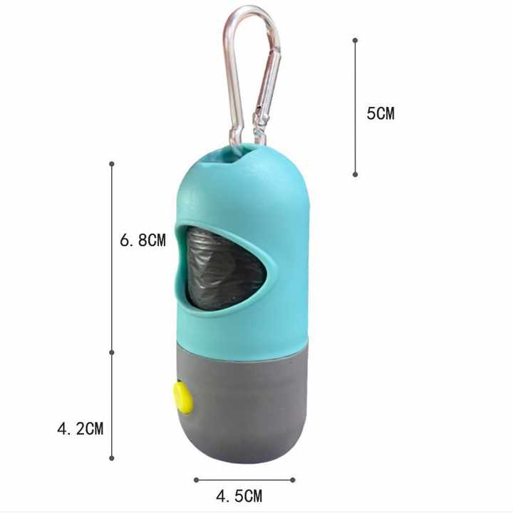 Dog Poop Bag Dispenser with LED Flashlight & Metal Clip Ÿ?? Black main image 1
