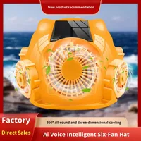 Casque de sécurité anti-choc avec refroidissement par air conditionné à six ventilateurs, double alimentation et fentes de ventilation, idéal pour l'été