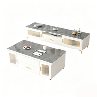 Table basse multifonctionnelle convertible en table à manger, pliable, mobile, tout-en-un, moderne, avec structure en bois massif pour salon
