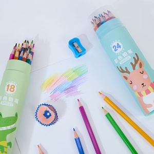 Ensemble de crayons de couleur personnalisés avec logo, motifs de dessins animés multicolores, papeterie - Product Image 3