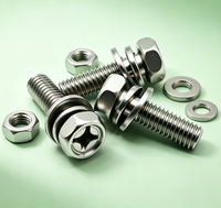 Vis combinée à tête hexagonale et embase cruciforme 3-en-1, boulon assemblé en acier inoxydable 304 pour fixation de quincaillerie automobile