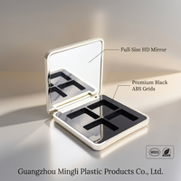 Grande palette carrée vide à 4 compartiments pour fards à paupières avec miroir, étui métallique or champagne, étui compact de maquillage personnalisé pour marque privée