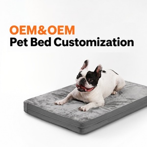 Fabricant chinois vérifié, lit pour chien rectangulaire en mousse à mémoire de forme orthopédique, amovible, lavable, gris, peluche douce, pour grands chiens - Product Image 1