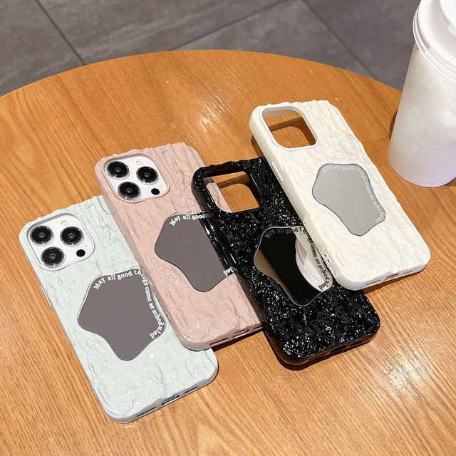 INS Irregular Mirror 3D Wrinkled Texture for iPhone case Luxury Cell Phone Accessories for iPhone 11 12 13 14 15 16 Pro Max