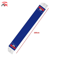 Écharpe de football en satin d'Haïti, nouveau design, vente chaude, personnalisée, en gros, cadeau promotionnel, écharpe ethnique avec drapeau haïtien pour activités sportives