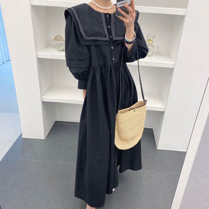 <span class=keywords><strong>Abito</strong></span> Estivo 2026 Elegante in Morbido Tessuto Azzurro con Colletto a Doppio Strato, Bottoni e Maniche a Lanterna - Product Image 4