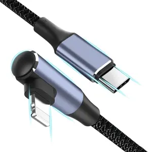 PD USB C kablo PD 20W hızlı şarj USB C şarj kablosu 90 derece sağ açı iOS iPhone 12 Mini Pro Max için C veri kablosu yazın