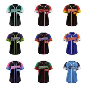Maillots de baseball personnalisés pour hommes, vierges, à rayures fines, entièrement boutonnés, sublimés et cousus, pour le softball et les sports - Product Image 1