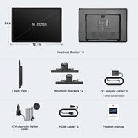 Monitor de Reposacabezas Android con Pantalla Táctil IPS 2K de 14'' con 4+64G, Luces LED Coloridas de 2240*1400, Mirror Link