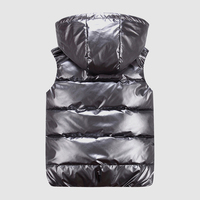 Yingquanz Gilet Matelassé Homme Hiver Personnalisé Sans Manches Blouson Brillant Doudoune avec Capuche Imperméable Veste Enduite Chauffe-Corps