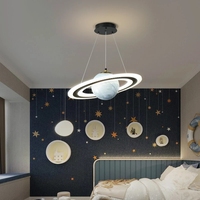 Lampe suspendue Novelty Planet pour enfants, chambre d'enfant, garçon, décoration moderne, boule acrylique, Saturne, lune, lustre