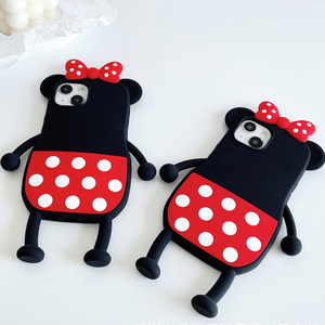 Custodia per cellulare 3D Cartoon <span class=keywords><strong>Minnie</strong></span> Mouse per Iphone 11 12 13 14 Pro Max 14plus Cover Funda in Silicone morbido rosso con papillon carino - Product Image 2