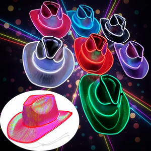 Cappello da <span class=keywords><strong>Cowboy</strong></span> Premium con Paillettes EL, Luminoso al Buio, per Addio al Nubilato, <span class=keywords><strong>Space</strong></span> <span class=keywords><strong>Cowboy</strong></span>, Festa Disco, Accessori per Festival - Product Image 2