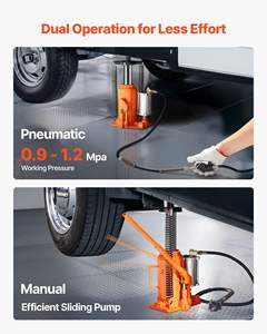 Cric hydraulique pneumatique 20 tonnes entièrement soudé avec poignée manuelle et pompe à air pour voiture, camionnette, réparation automobile, ingénierie industrielle - Product Image 4