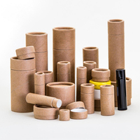 Joli design biodégradable organique noir papier baume à lèvres boîte ronde petit emballage cosmétique pour chapstick