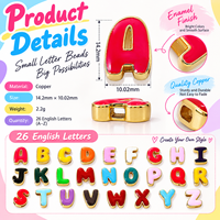Perles de lettres émaillées colorées 26 lettres en cuivre faites à la main pour la fabrication de bijoux DIY, bracelets, colliers, artisanat, cadeaux, vente en gros