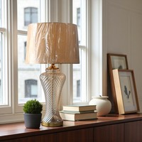 Lampu Gantung Kaca Gaya Modern dengan Alas Kaca Bening Warna Cokelat Keemasan Champagne LED Sederhana dengan Catu Daya Listrik