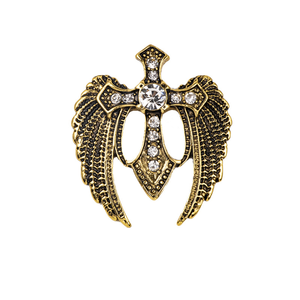 ビンテージ<span class=keywords><strong>CZ</strong></span>ダイヤモンドクリスタルクロスブローチファッションジュエリーメンズスーツエンジェルウィングバッジ女性用ブレザーラペルピンブローチ - Product Image 1